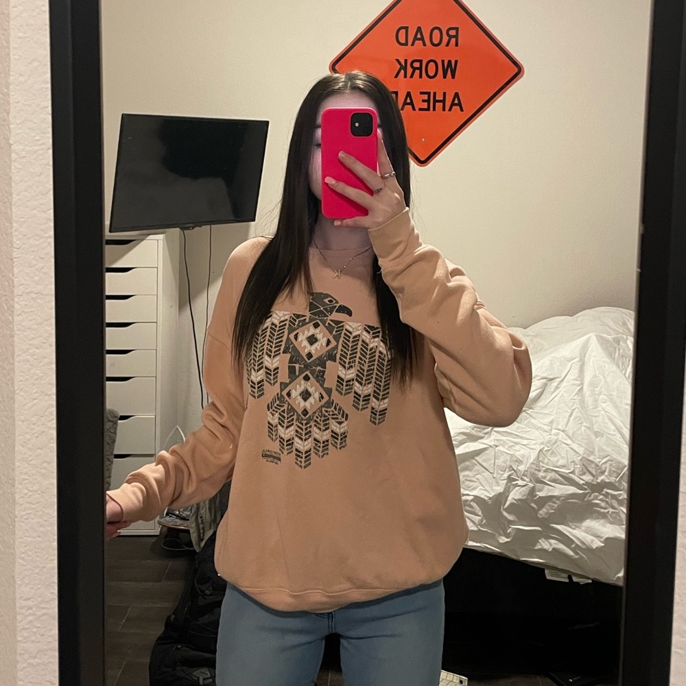 Peach graphic crewneck